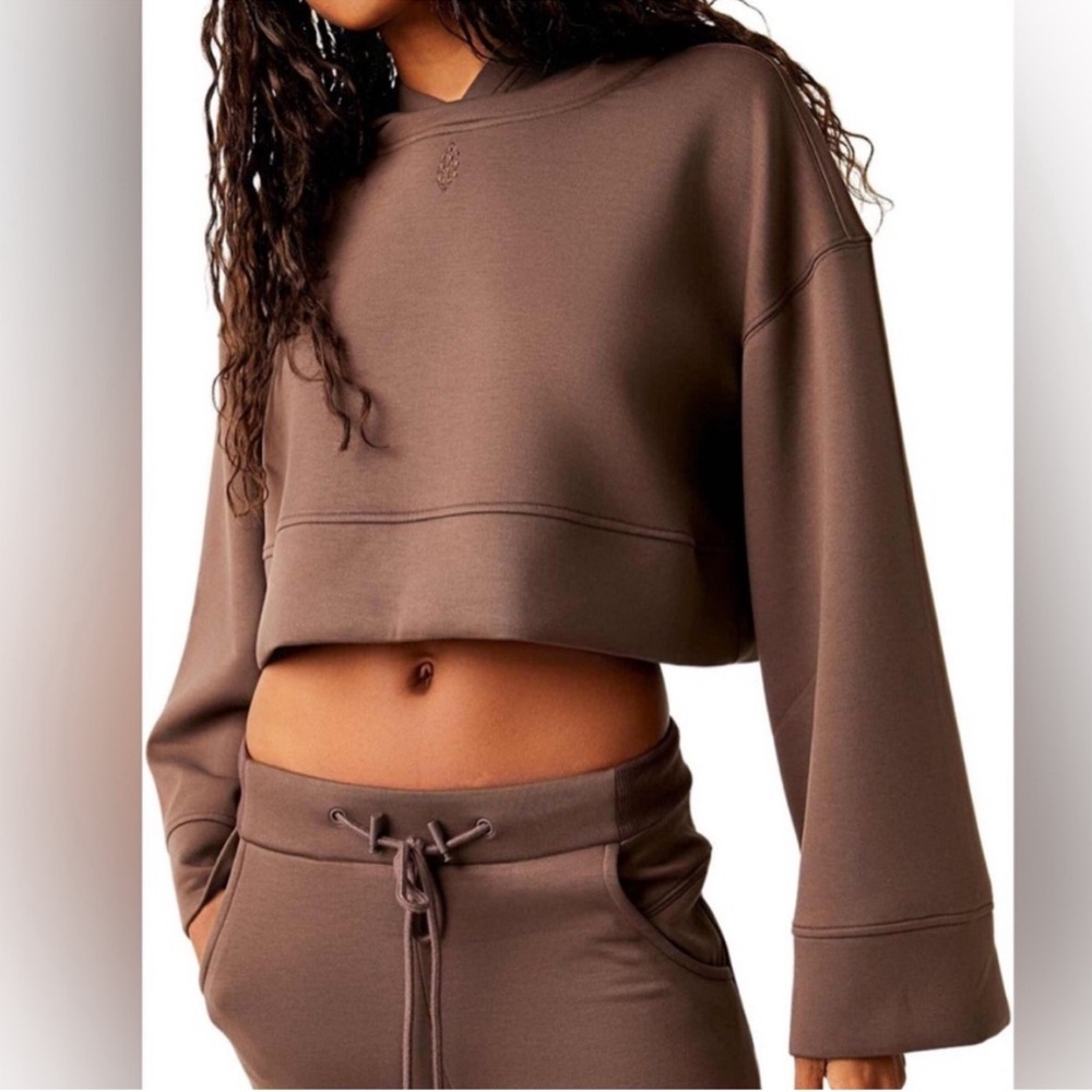 Free People Brown Cropped Sweater